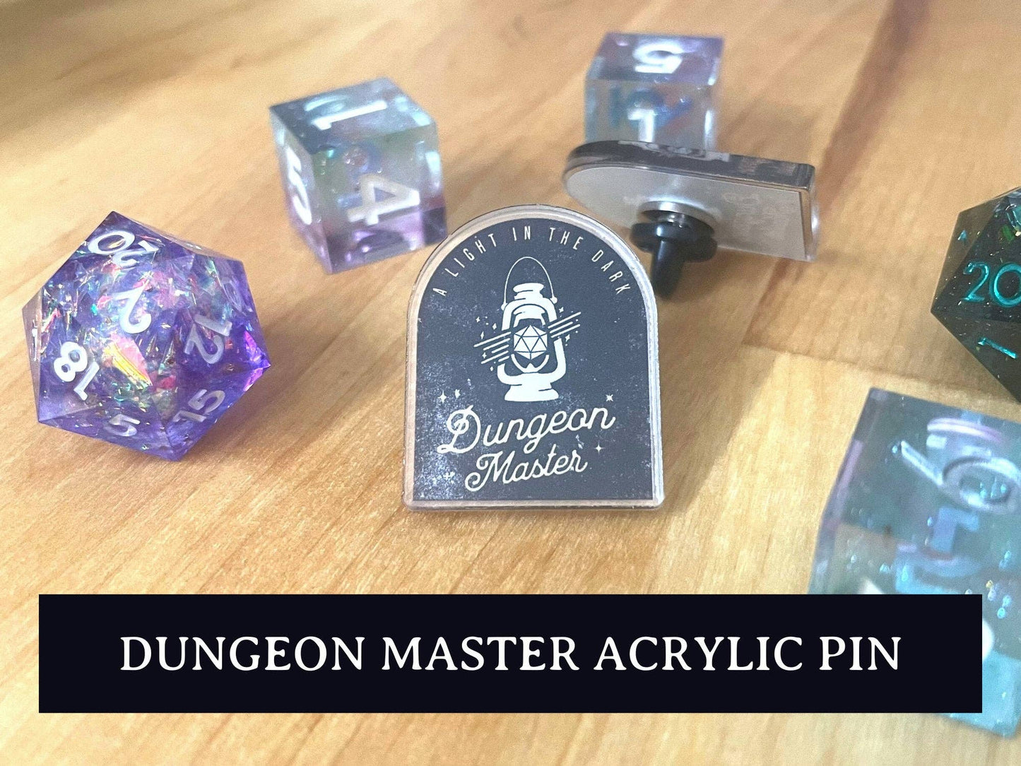 Dungeon Master D20 Lantern Acrylic Pin